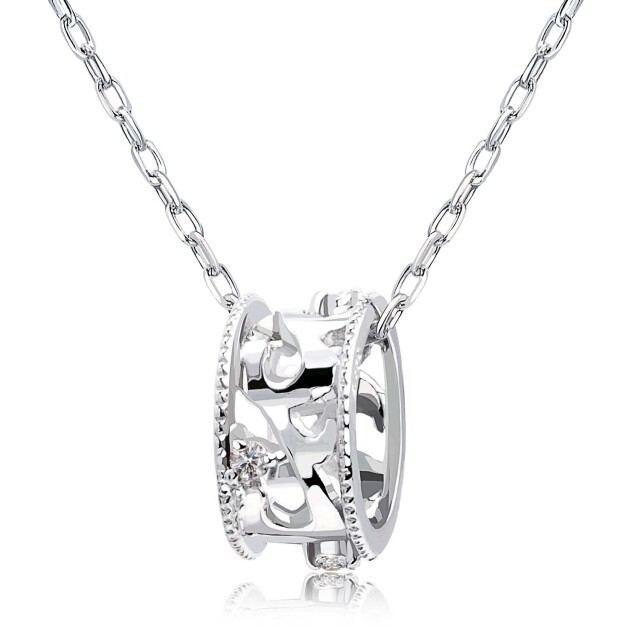 ネックレス レディース 天然ダイヤモンド 0.02ct PT950 アラベスクリング