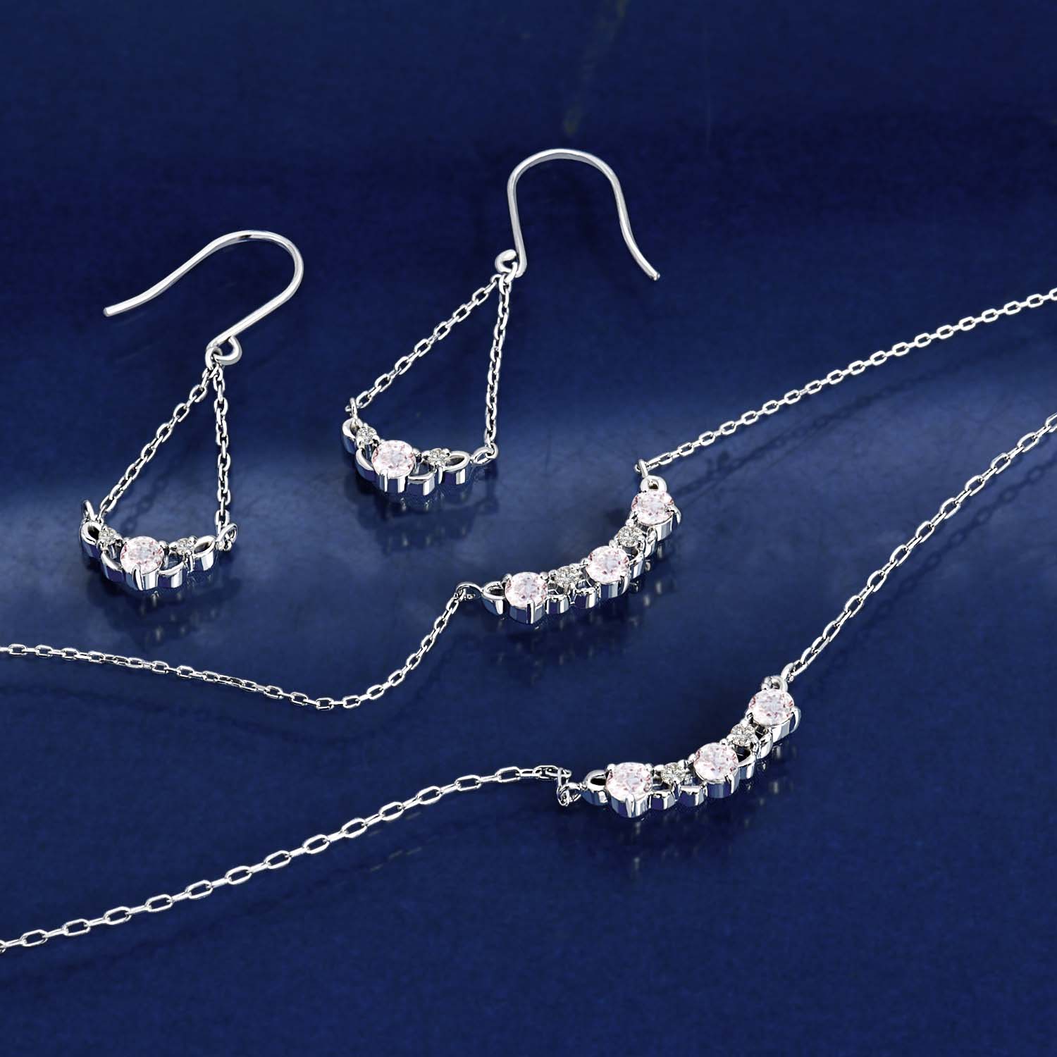 ネックレス レディース モルガナイト 0.15ct ダイヤモンド フラワー