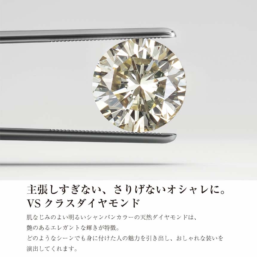 ネックレス ダイヤモンド シャンパンカラー VSクラス 6本爪 0.3