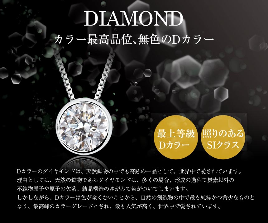 ネックレス ダイヤモンド Dカラー SIクラス フクリン 0.3ct 一粒