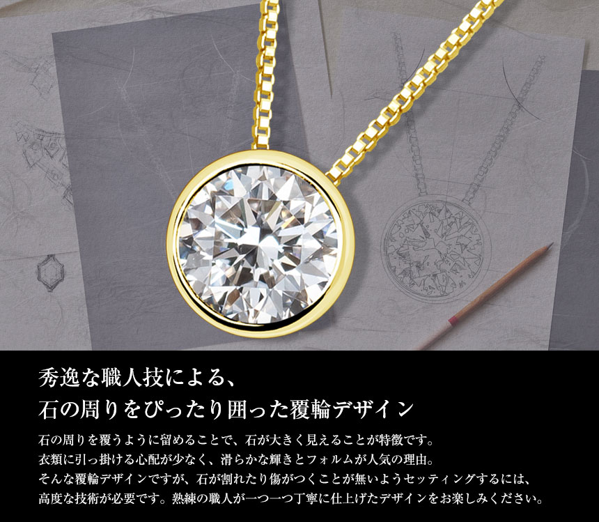 ネックレス ダイヤモンド Dカラー SIクラス フクリン 0.3ct 一粒