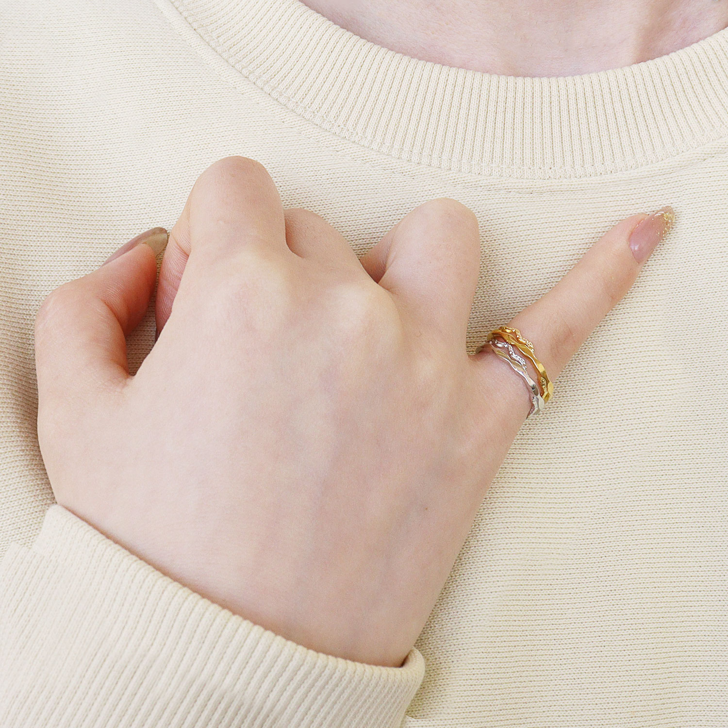 ピンキーリング レディース シルバー925 シルバー ウェーブデザイン